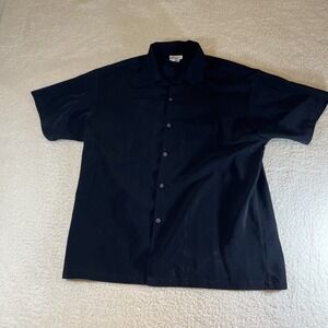 Saga Men's Button Up Short Sleeve Black Shirt Medium